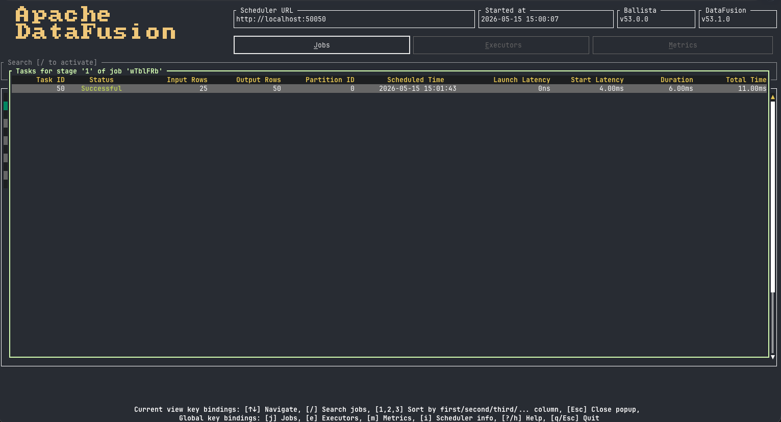 TUI Jobs Stage Tasks popup