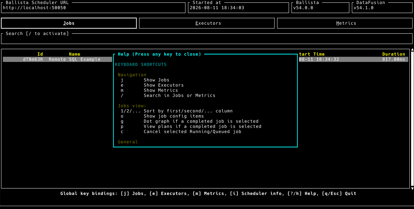 Web TUI help view